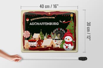 Plaque en tôle Salutations de Noël ASCHAFFENBURG cadeau 40x30cm 4