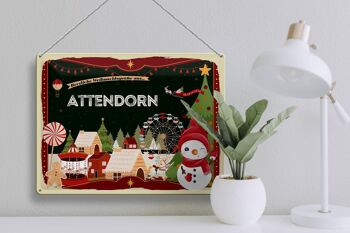 Plaque en étain Salutations de Noël Cadeau ATTENDORN 40x30cm 3