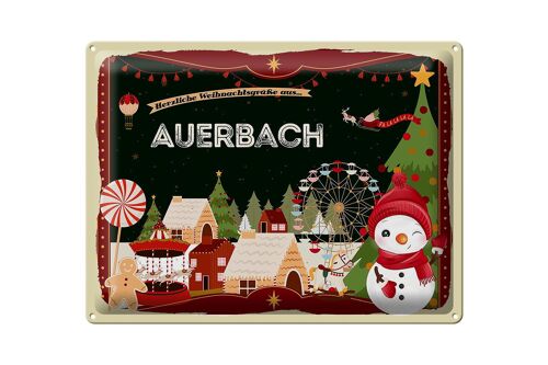 Blechschild Weihnachten Grüße AUERBACH Geschenk 40x30cm