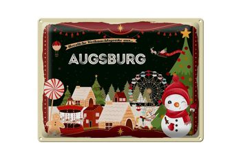 Plaque en tôle Salutations de Noël AUGSBOURG cadeau 40x30cm 1