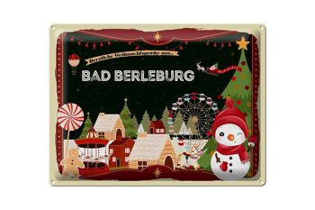 Plaque en tôle Vœux de Noël BAD BERLEBURG cadeau 40x30cm 1