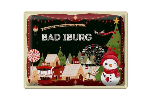 Blechschild Weihnachten Grüße BAD IBURG Geschenk 40x30cm