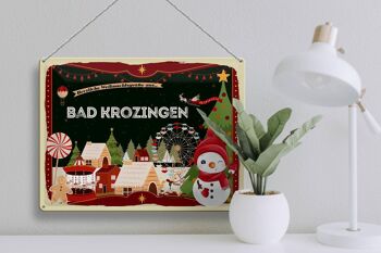 Plaque en tôle Vœux de Noël BAD KROZINGEN cadeau 40x30cm 3