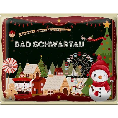 Cartel de chapa Saludos navideños BAD SCHWARTAU regalo 40x30cm