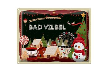 Plaque en tôle Vœux de Noël BAD VILBEL cadeau 40x30cm 1