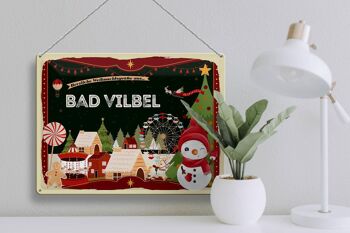 Plaque en tôle Vœux de Noël BAD VILBEL cadeau 40x30cm 3