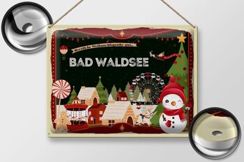 Plaque en étain "Vœux de Noël de BAD WALDSEE", cadeau 40x30cm 2