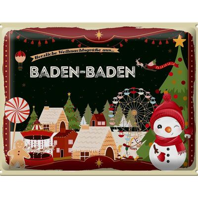 Blechschild Weihnachten Grüße aus BADEN-BADEN Geschenk 40x30cm