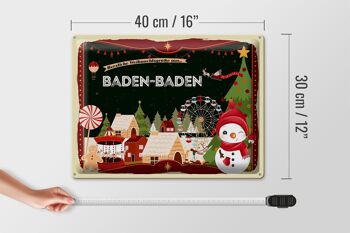 Plaque en tôle Salutations de Noël de BADEN-BADEN cadeau 40x30cm 4