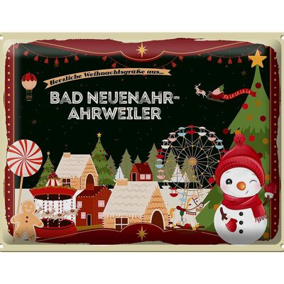 Plaque en étain Vœux de Noël BAD NEUENAHR-AHRWEILER cadeau 40x30cm