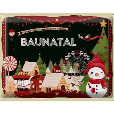 Cartel de chapa Saludos navideños regalo BAUNATAL 40x30cm