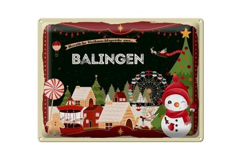 Plaque en tôle Salutations de Noël BALINGEN cadeau 40x30cm 1
