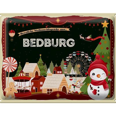 Cartel de chapa Saludos navideños de BEDBURG regalo 40x30cm