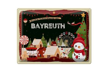 Plaque en étain Vœux de Noël BAYREUTH cadeau 40x30cm 1