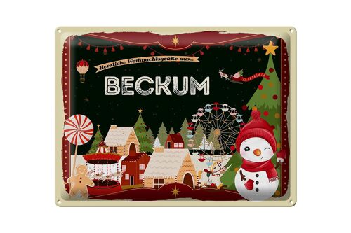 Blechschild Weihnachten Grüße aus BECKUM Geschenk 40x30cm