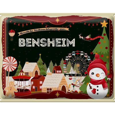 Blechschild Weihnachten Grüße BENSHEIM Geschenk 40x30cm