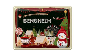 Plaque en tôle Vœux de Noël Cadeau BENSHEIM 40x30cm 1