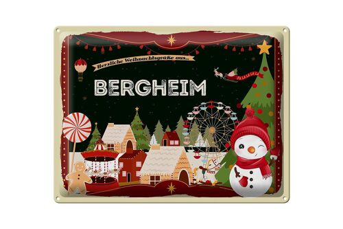 Blechschild Weihnachten Grüße BERGHEIM Geschenk 40x30cm
