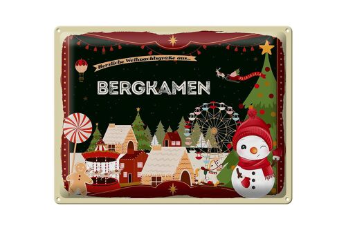 Blechschild Weihnachten Grüße BERGKAMEN Geschenk 40x30cm