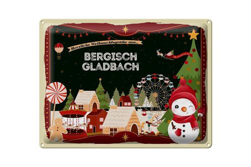 Blechschild Weihnachten Grüße aus BERGISCH GLADBACH Geschenk 40x30cm