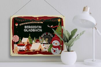 Plaque en tôle Salutations de Noël de BERGISCH GLADBACH cadeau 40x30cm 3