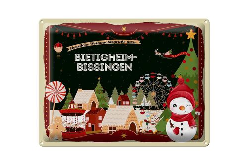 Blechschild Weihnachten Grüße BIETIGHEIM-BISSINGEN Geschenk 40x30cm