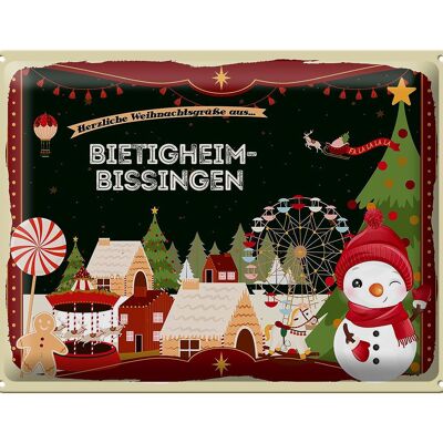 Plaque en tôle Vœux de Noël BIETIGHEIM-BISSINGEN cadeau 40x30cm