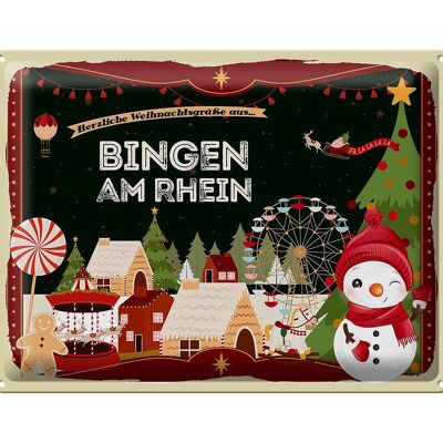 Cartel de chapa Saludos navideños BINGEN AM RHEIN regalo 40x30cm