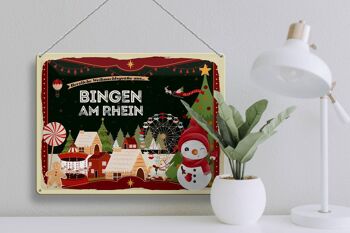 Plaque en tôle Salutations de Noël BINGEN AM RHEIN cadeau 40x30cm 3