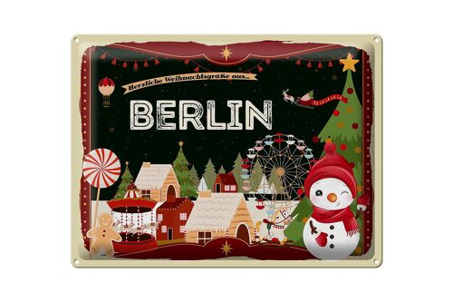 Blechschild Weihnachten Grüße aus BERLIN Geschenk 40x30cm