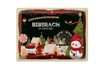 Plaque en tôle Salutations de Noël de BIBERACH an der riß cadeau 40x30cm 1