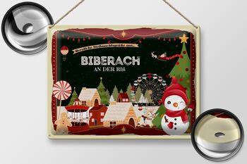 Plaque en tôle Salutations de Noël de BIBERACH an der riß cadeau 40x30cm 2