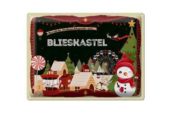 Plaque en tôle Salutations de Noël BLIESKASTEL cadeau 40x30cm 1