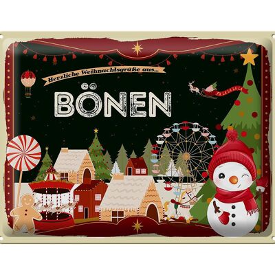 Plaque en étain Salutations de Noël du cadeau BÖNEN 40x30cm