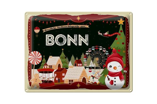 Blechschild Weihnachten Grüße aus BONN Geschenk 40x30cm