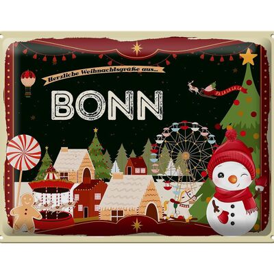 Cartel de chapa Saludos navideños de BONN regalo 40x30cm