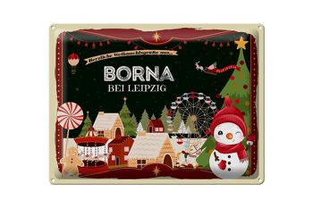 Signe en étain Salutations de Noël BORNA près de Leipzig cadeau 40x30cm 1