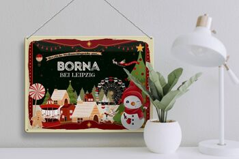 Signe en étain Salutations de Noël BORNA près de Leipzig cadeau 40x30cm 3