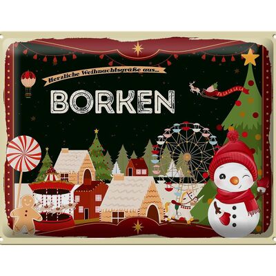 Blechschild Weihnachten Grüße aus BORKEN Geschenk 40x30cm