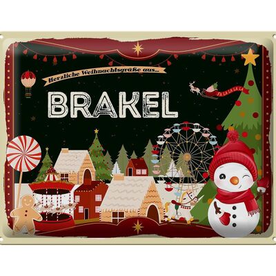 Blechschild Weihnachten Grüße aus BRAKEL Geschenk 40x30cm