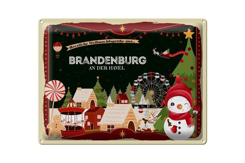 Blechschild Weihnachten Grüße BRANDENBURG Geschenk 40x30cm
