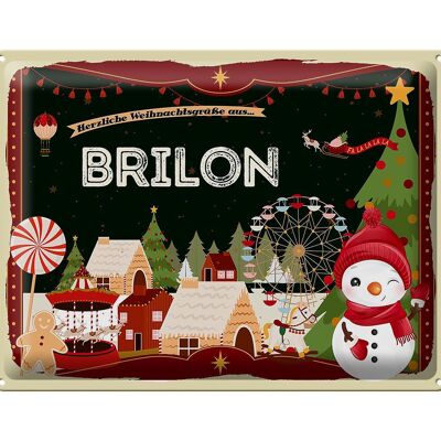 Cartel de chapa Saludos navideños de BRILON regalo 40x30cm