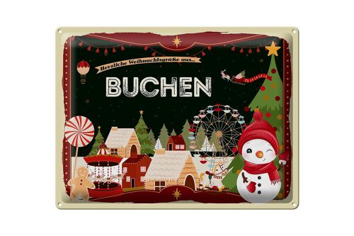 Blechschild Weihnachten Grüße aus BUCHEN Geschenk 40x30cm