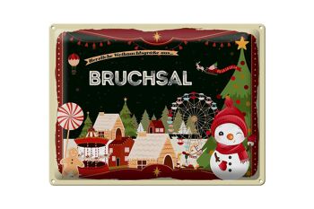 Plaque en tôle Salutations de Noël Cadeau BRUCHSAL 40x30cm 1