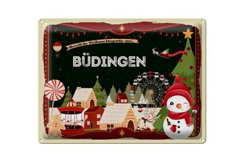 Plaque en tôle Salutations de Noël Cadeau BÜDINGEN 40x30cm 1