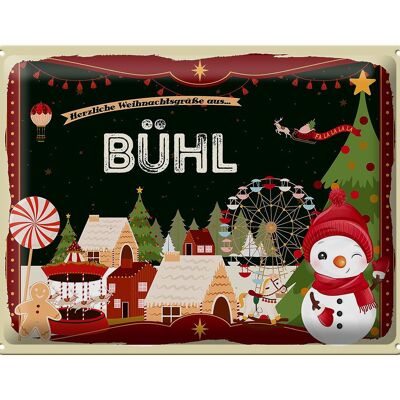 Cartel de chapa Saludos navideños BÜHL fiesta de regalo 40x30cm