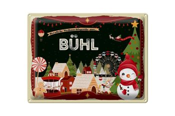 Plaque en tôle Salutations de Noël BÜHL cadeau fête 40x30cm 1