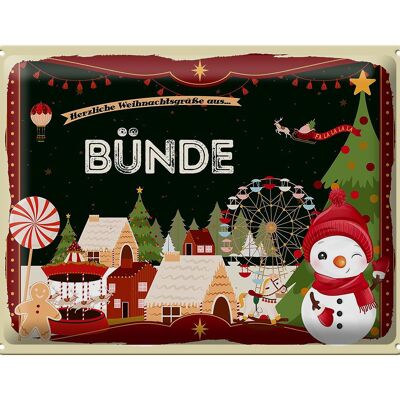 Panneau en étain Salutations de Noël BÜNDE cadeau fête 40x30cm