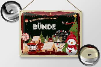 Panneau en étain Salutations de Noël BÜNDE cadeau fête 40x30cm 2