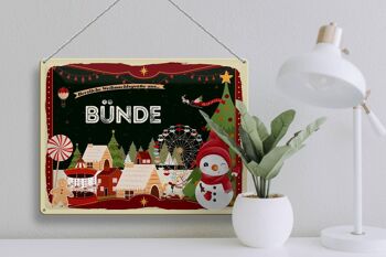 Panneau en étain Salutations de Noël BÜNDE cadeau fête 40x30cm 3